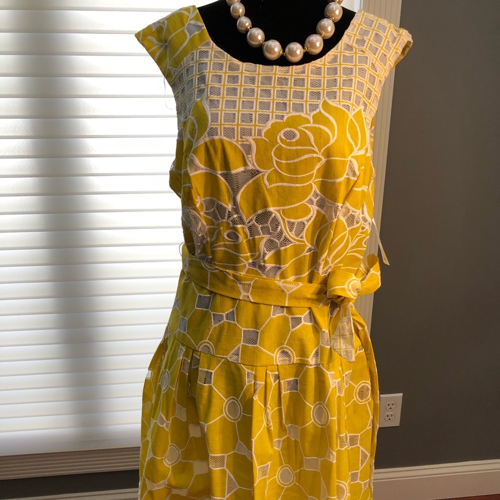 Yellow and white dress
